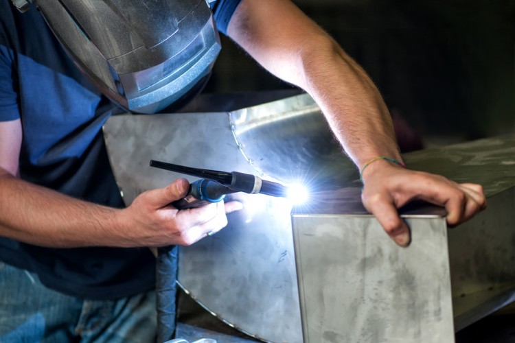 above, artisan, equipment, factory, industry, man, metal, metalworker, metalworking, profession, trade, welder, welding, working, workshop